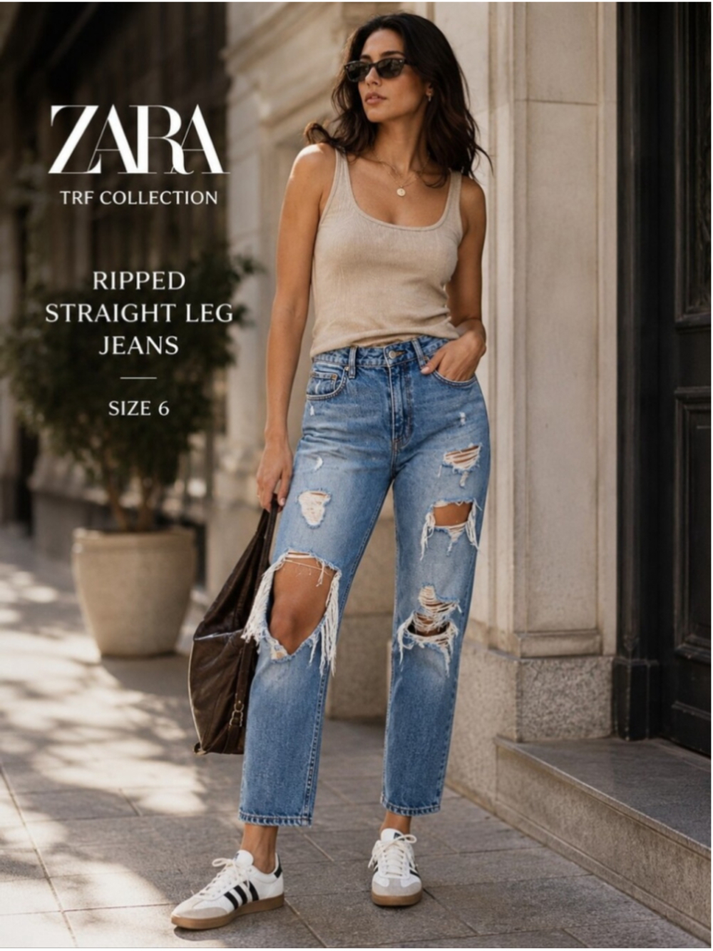Zara TRF Distressed Ripped Straight Leg Jeans – Size 6